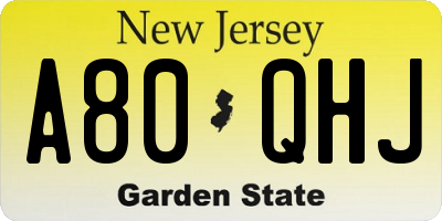 NJ license plate A80QHJ