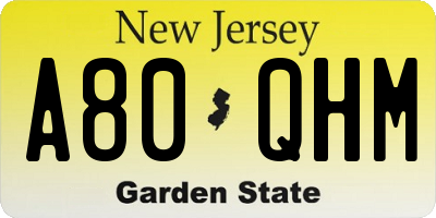 NJ license plate A80QHM