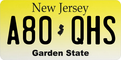 NJ license plate A80QHS