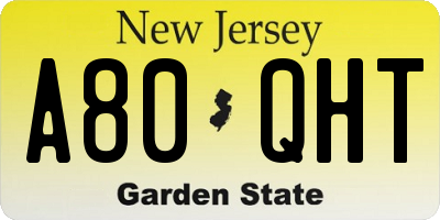 NJ license plate A80QHT