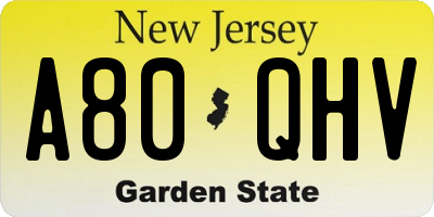 NJ license plate A80QHV