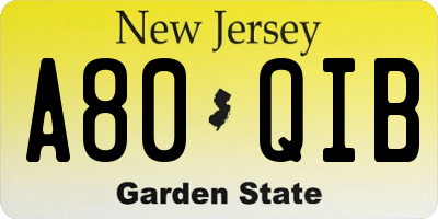NJ license plate A80QIB