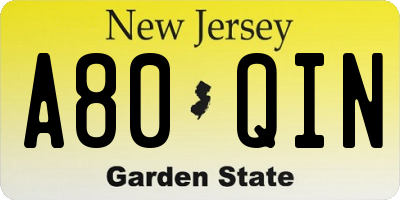 NJ license plate A80QIN