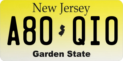 NJ license plate A80QIO