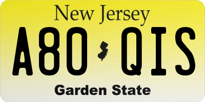 NJ license plate A80QIS