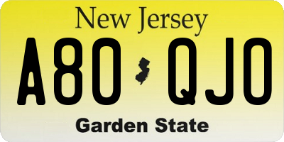 NJ license plate A80QJO