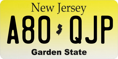 NJ license plate A80QJP