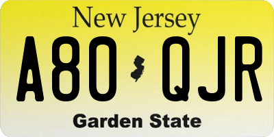 NJ license plate A80QJR