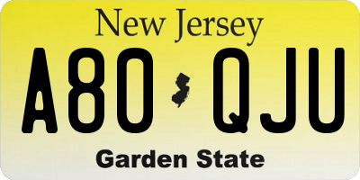 NJ license plate A80QJU