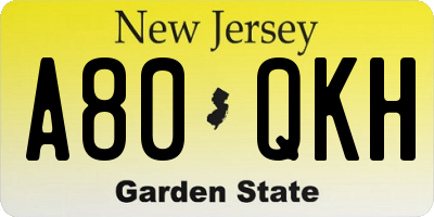 NJ license plate A80QKH