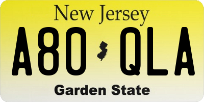 NJ license plate A80QLA