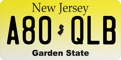 NJ license plate A80QLB