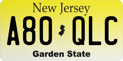 NJ license plate A80QLC