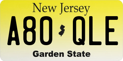 NJ license plate A80QLE