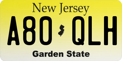NJ license plate A80QLH