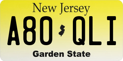 NJ license plate A80QLI