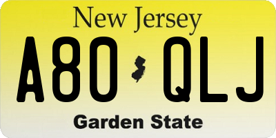 NJ license plate A80QLJ