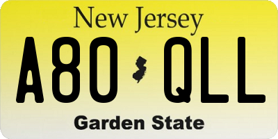 NJ license plate A80QLL