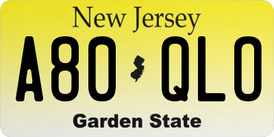 NJ license plate A80QLO