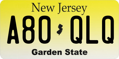 NJ license plate A80QLQ