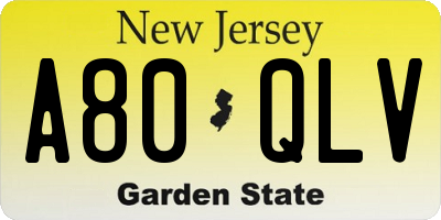NJ license plate A80QLV