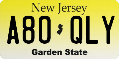 NJ license plate A80QLY