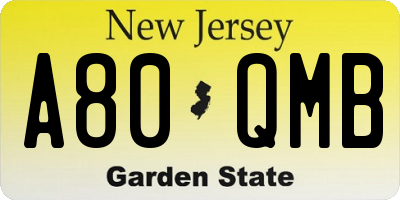NJ license plate A80QMB