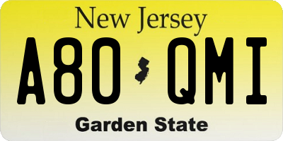 NJ license plate A80QMI