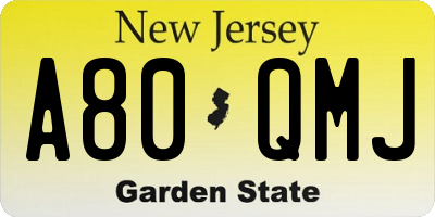 NJ license plate A80QMJ
