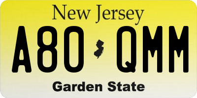 NJ license plate A80QMM