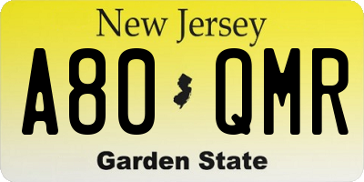 NJ license plate A80QMR