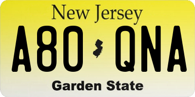 NJ license plate A80QNA