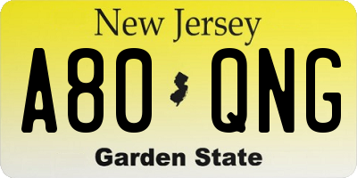 NJ license plate A80QNG