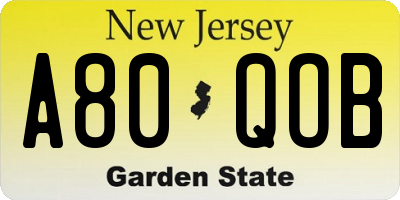 NJ license plate A80QOB