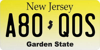 NJ license plate A80QOS