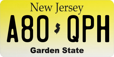 NJ license plate A80QPH