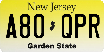NJ license plate A80QPR
