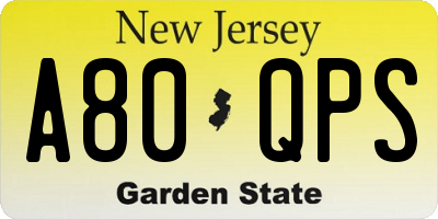 NJ license plate A80QPS
