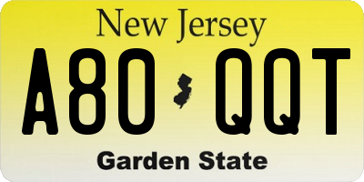 NJ license plate A80QQT