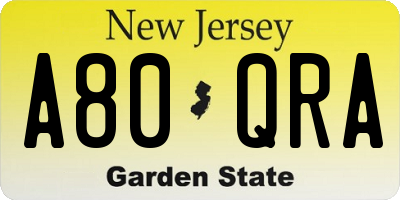 NJ license plate A80QRA