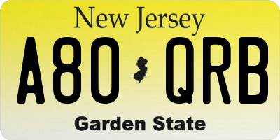 NJ license plate A80QRB