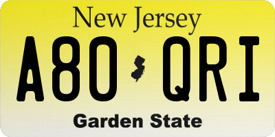 NJ license plate A80QRI