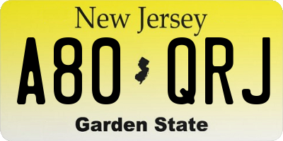 NJ license plate A80QRJ