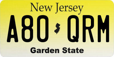 NJ license plate A80QRM
