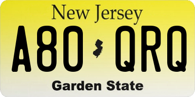NJ license plate A80QRQ