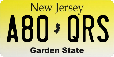 NJ license plate A80QRS