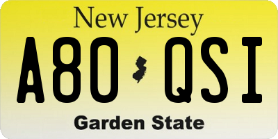 NJ license plate A80QSI