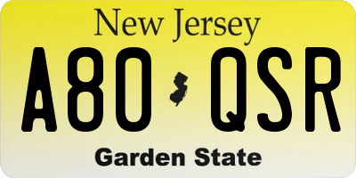 NJ license plate A80QSR