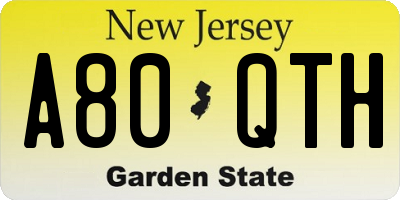 NJ license plate A80QTH