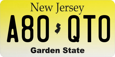 NJ license plate A80QTO